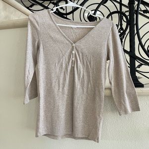 Old Navy Oatmeal V Neck Top